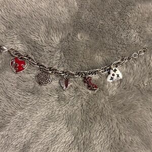 Brighton Vintage Silver Bracelet with Red Charms